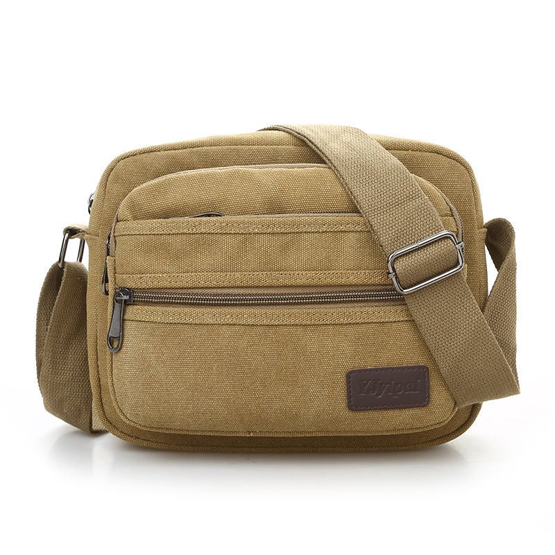 حقيبة كتف رجال عصرية جديدة بسعة كبيرة متعددة الطبقات من القماش - حقيبة عبر الجسم - حقيبة ظهر للأعمال - حقيبة رجال غير رسمية - لون أخضر عسكري❥(^_-) - Image 3