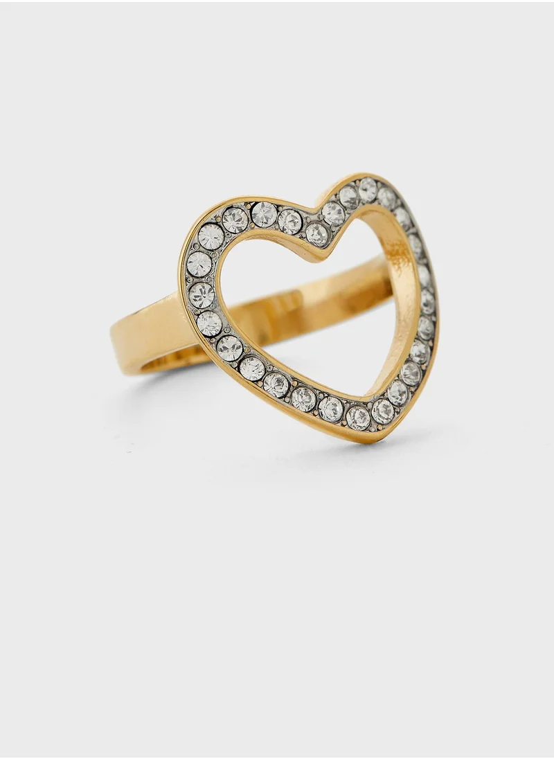 GUESS Crystal Heart Frame Ring