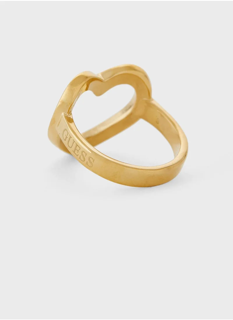 GUESS Crystal Heart Frame Ring