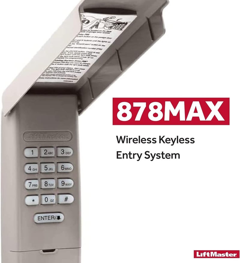 LiftMaster 878MAX Garage Door Keypad Wireless and Keyless Entry System for Easy Entry- Works only with LiftMaster Door Opener with Safety Sensor (Security+ 390 MHz, Security+ 315 MHz, Security+ 2.0) - Image 2