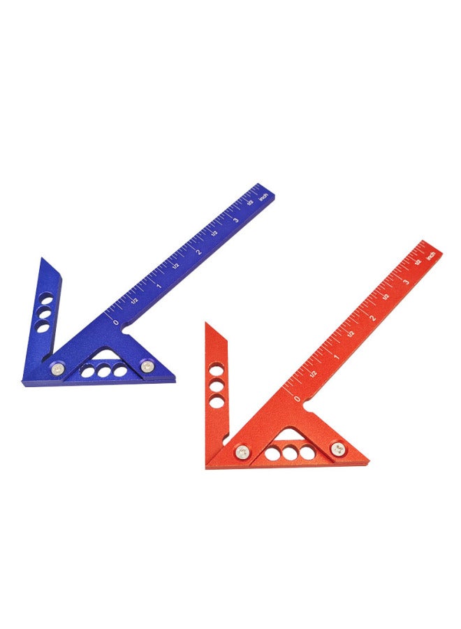 Aluminum Alloy Angle Ruler Center Ruler 45 Degree Triangle Arrow Right Angle Positioning Ruler 90 Degree Angle Ruler Woodworking Marking Ruler-Model:A1199 Blue Imperial [bag] 31.4g - Image 4