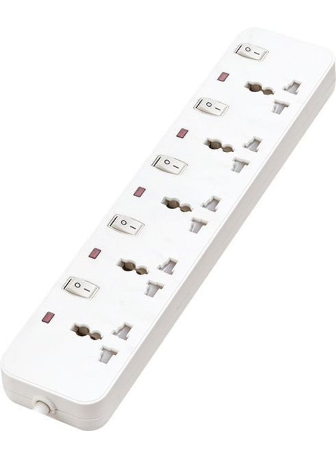 Milano 3m Extension Cord With 5 Universal Sockets ML-275, White Copper And PC Power Strip