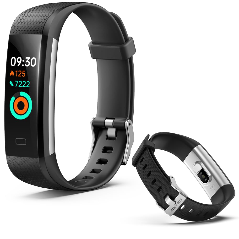 epekops Fitness Tracker with Heart Rate Monitor/Step Counter/Calories, Activity Tracker Smart Watch Slim Smart Bracelet Sleep Monitor, IP68 Waterproof, Pedometer Health Tracker for Man Women