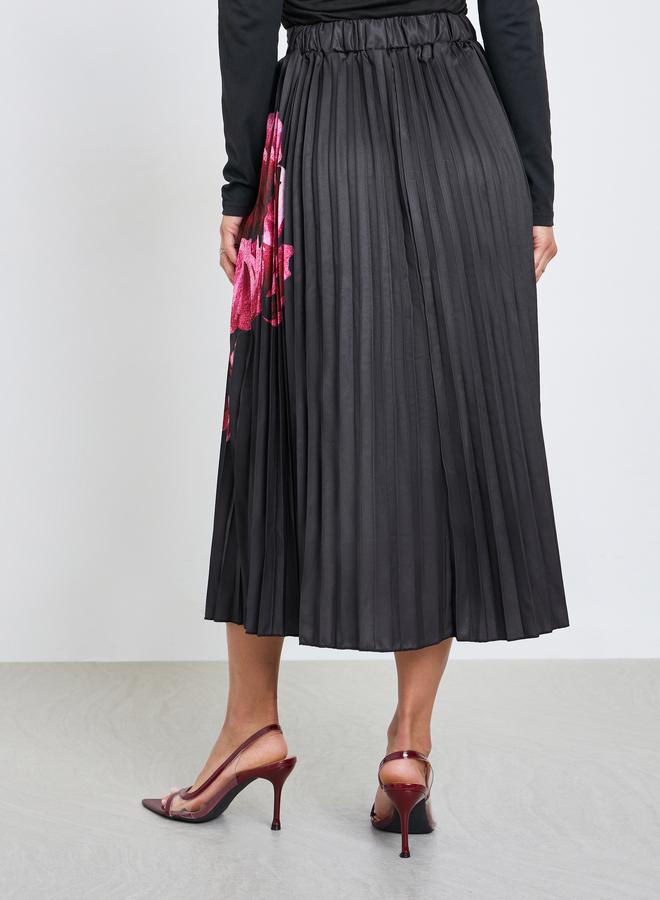 ستايلي تنورة ميدي بطبعة زهور وكسرات - Image 4