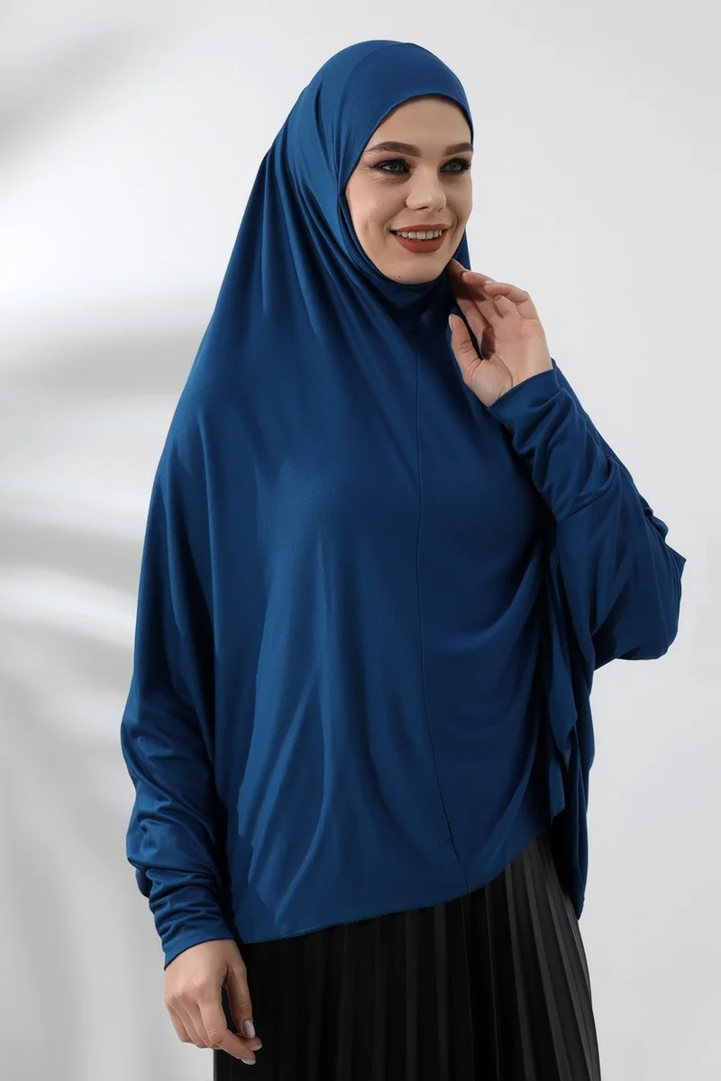 İhvan Online Petrol Ready Practical Sultanbaş Hijab Sleeve Combed Cotton Soufflé Scarf Hijab