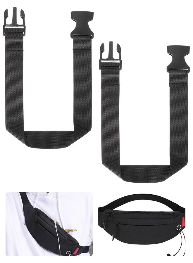 2PCS 14 Inch Black Fanny Pack Waist Belt Extension Strap For Backpack Pouch - Image 1