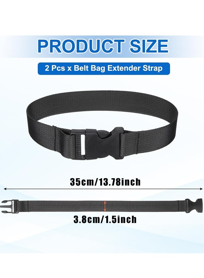 2PCS 14 Inch Black Fanny Pack Waist Belt Extension Strap For Backpack Pouch - Image 2