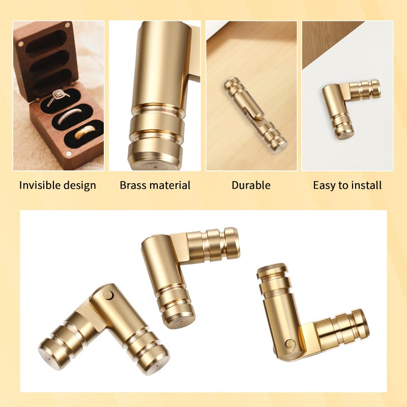 EupHHonycs 20Pcs Brass Hinge Hidden Invisible Concealed Hinges 20x4mm Hidden Hinge for Jewelry Box Cabinet Door Hinges Small Woodworking Projects - Image 3