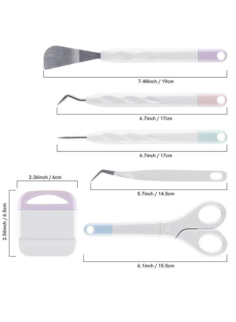6 Pieces of Craft Vinyl Weeding Tools Set, Hook Weeder Scraper Spatula Tweezers Scissors for Die-Cutting Cardstock Scrapbooking DIY Silhouette Embossing Lettering Tools - Image 4