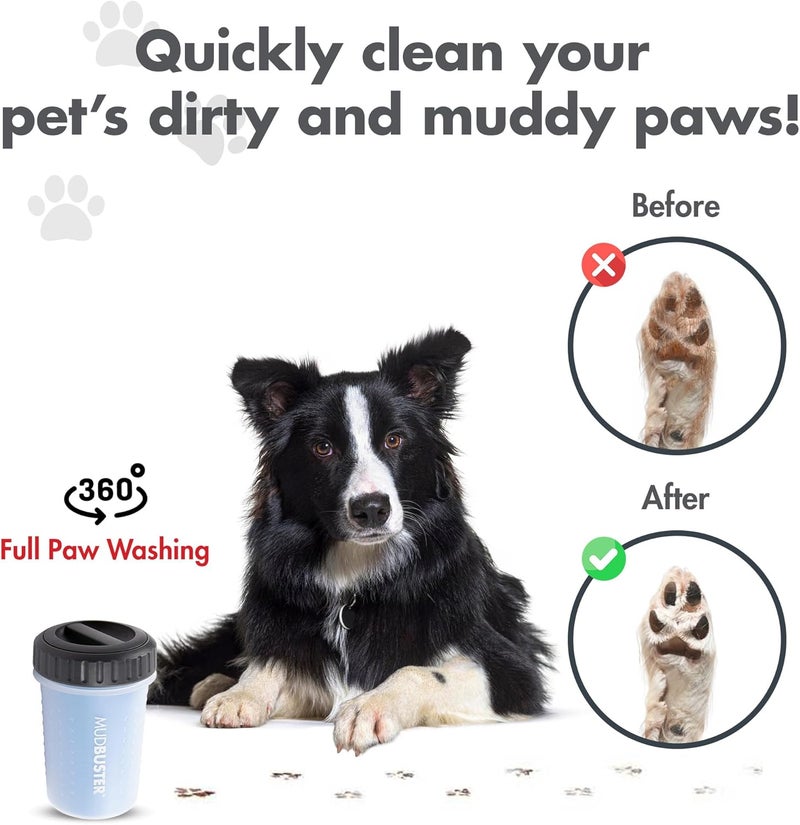 Dexas Lidded MudBuster Portable Dog Paw Cleaner, Medium, Pro Blue - Image 4