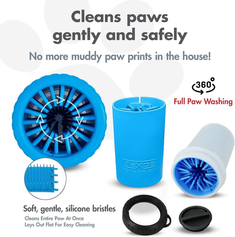 Dexas Lidded MudBuster Portable Dog Paw Cleaner, Medium, Pro Blue - Image 2
