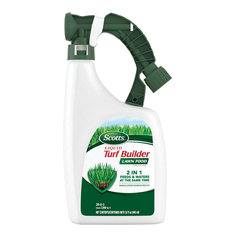 Scotts Liquid Turf Builder Lawn Fertilizer for All Grass Types, Feeds and Waters Lawn at Same Time, 32 fl. oz. - Image 1