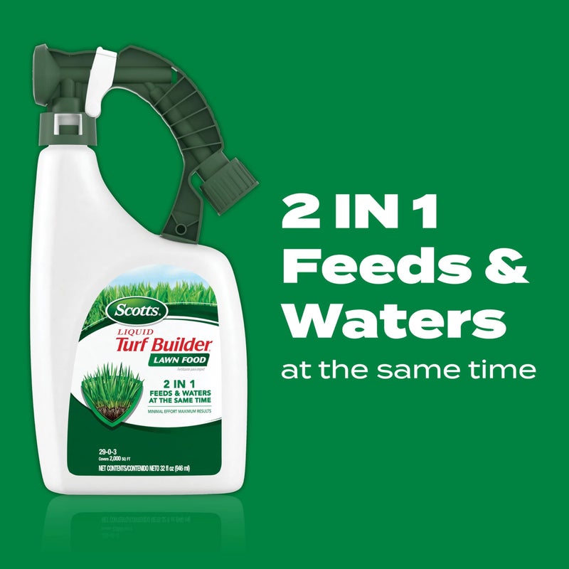 Scotts Liquid Turf Builder Lawn Fertilizer for All Grass Types, Feeds and Waters Lawn at Same Time, 32 fl. oz. - Image 2