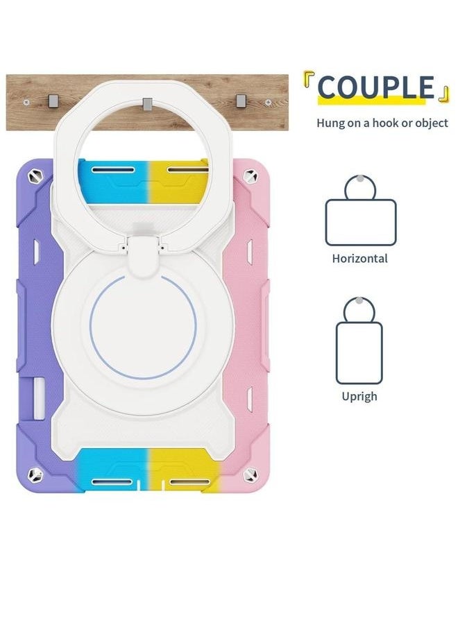 Generic - Huawei MatePad 11.5 S Silicone Case/Huawei Inch Released 2024 360 ° Rotating Bracket + Shoulder Strap Shockproof Protective Case Heavy Duty (Rainbow Pink) - Image 1