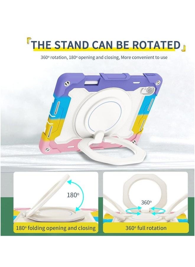 Generic - Huawei MatePad 11.5 S Silicone Case/Huawei Inch Released 2024 360 ° Rotating Bracket + Shoulder Strap Shockproof Protective Case Heavy Duty (Rainbow Pink) - Image 1