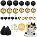 MEMOVAN 26pcs Man Cake Topper Black Boho Cake Topper Black Gold Balls Palm Leaves Black Gold Cake Decorations for Man Boy Bohemian Black Theme Wedding Baby Shower Birthday Party - Image 3