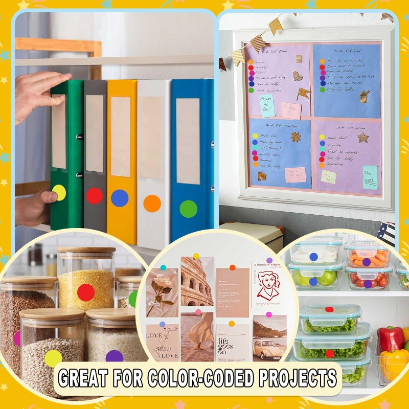 Dreecy 4200 Pcs Colored Dot Stickers, 3/4 inch Round Color Coding Labels, Circle Stickers Labels Sticky Dots Stickers for Toddlers, Organization in Office, Classroom, Home Teaching Events, Garage Sales Etc - Image 5