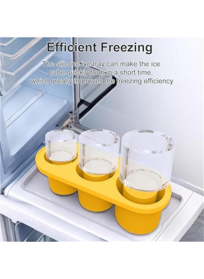 HOOKOR Ice Cube Tray for Stanley Cup,Silicone Ice Cube Tray with Lid for Freezer Making 3 Hollow Cylinder Ice Cube Molds,30-40 Oz Tumbler Accessories for Chilling Drinks,Cocktails,Whiskey (Yellow) - Image 3