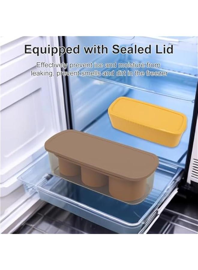 HOOKOR Ice Cube Tray for Stanley Cup,Silicone Ice Cube Tray with Lid for Freezer Making 3 Hollow Cylinder Ice Cube Molds,30-40 Oz Tumbler Accessories for Chilling Drinks,Cocktails,Whiskey (Yellow) - Image 4