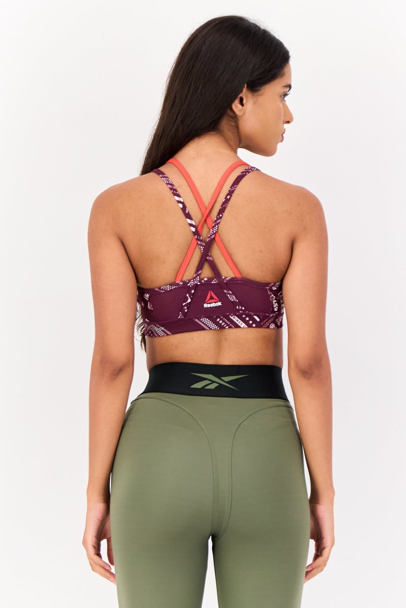 Reebok Women Non Padded Training Sports Bra, Maroon - Image 3