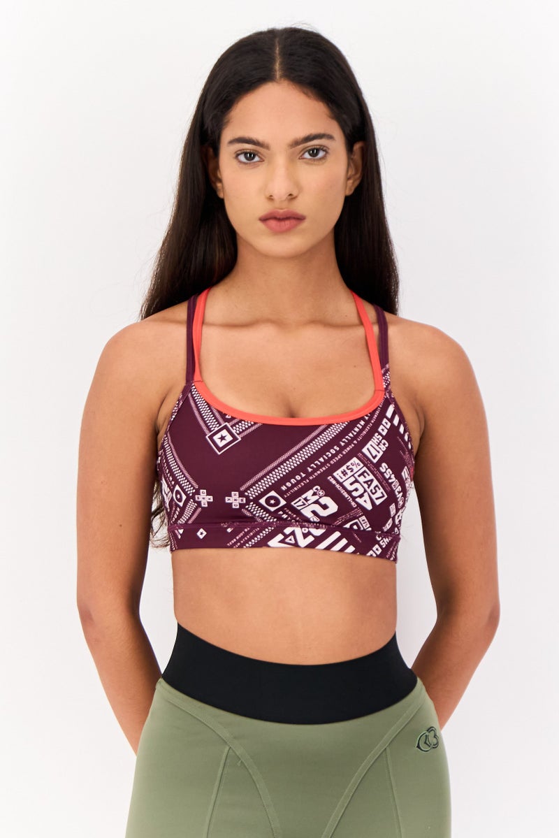 Reebok Women Non Padded Training Sports Bra, Maroon - Image 1
