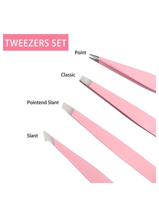 Tweezers Set 4-piece, Professional Stainless Steel Tweezers, Precision Tweezers for Eyebrows, Facial Hair, Ingrown Hair, Splinter, Blackhead and Tick Remover - view 3