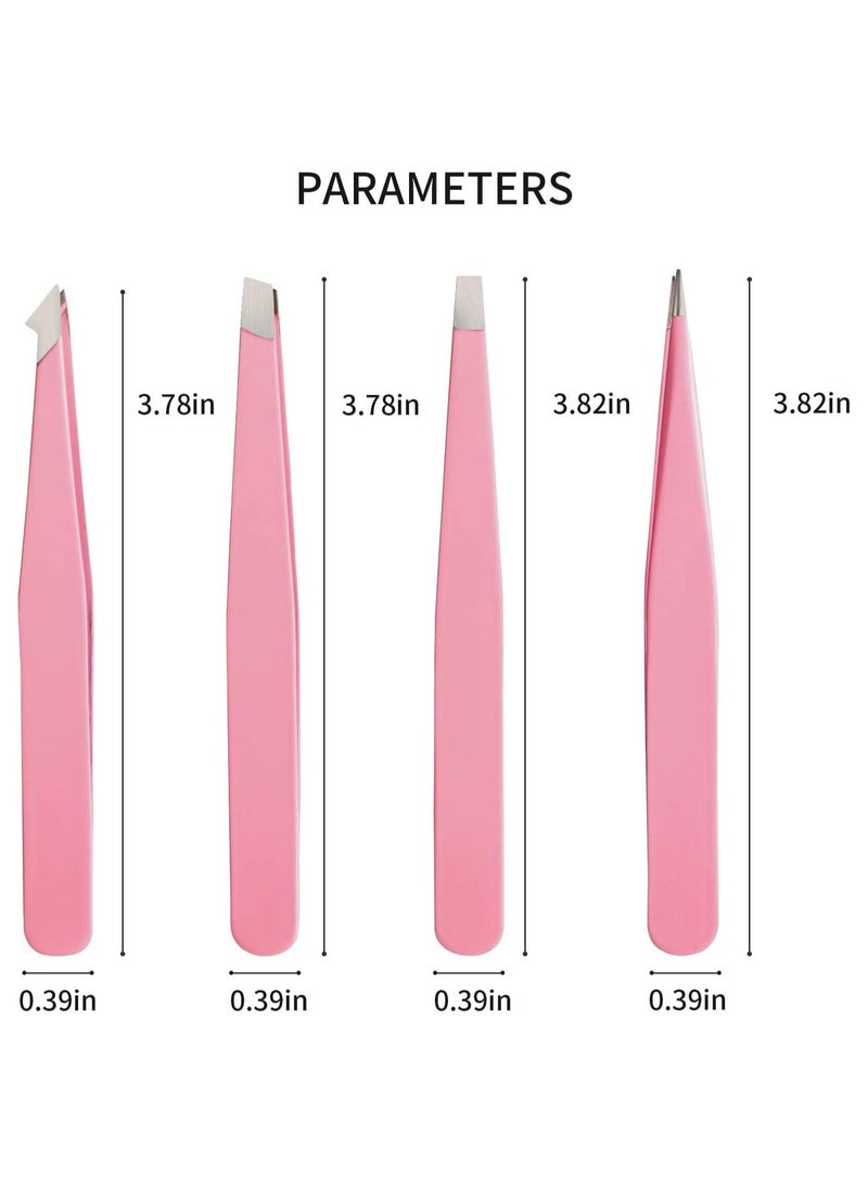 ORiTi Tweezers Set 4-piece, Professional Stainless Steel Tweezers, Precision Tweezers for Eyebrows, Facial Hair, Ingrown Hair, Splinter, Blackhead and Tick Remover - Image 2