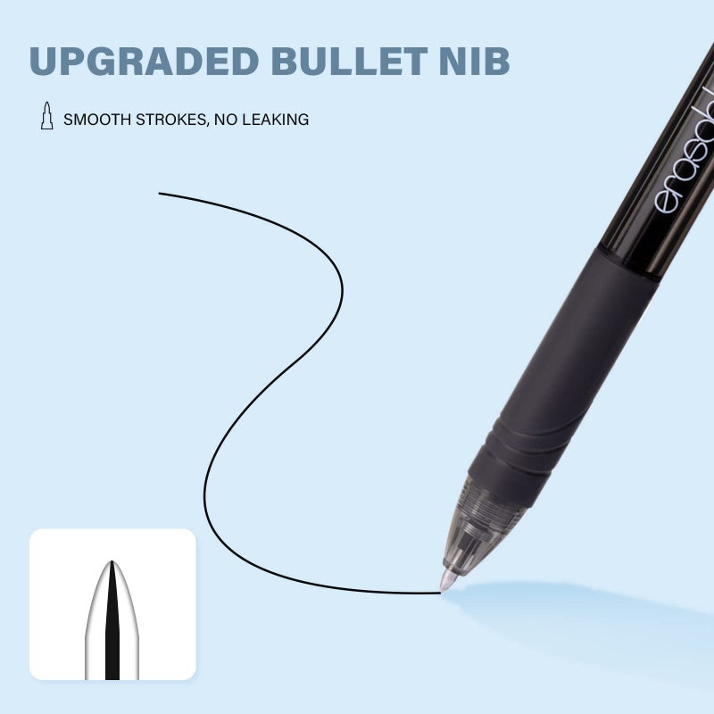 ParKoo Retractable Erasable Gel Pens 0.7mm, 12 Black Twist Pens Fine Point, Make Mistakes Disappear, Smooth Writing with Comfortable Grip for Journaling Drawing Note Taking - Image 4