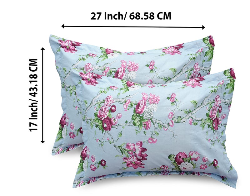 ACHIR 180 TC Fitted 100% Cotton Premium Printed Twin Size Bedsheet (48x78 Inches) with 1 Pillow Cover, Pink & Green - Image 5