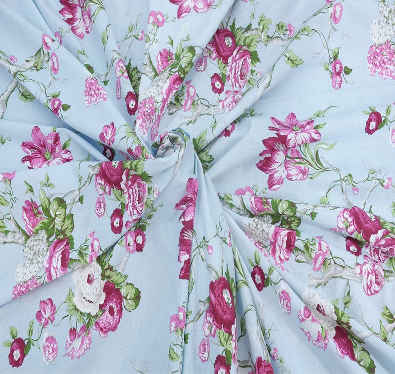 ACHIR 180 TC Fitted 100% Cotton Premium Printed Twin Size Bedsheet (48x78 Inches) with 1 Pillow Cover, Pink & Green - Image 3