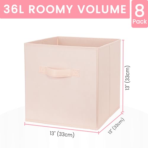 Criusia Storage Cubes - 13 Inch Heavy Duty Fabric Storage Bins for Shelves Closet Cube Organizer - 8 Pack Collapsible Cube Storage Bins Baskets for Clothes Blankets Toys - Nursery Organization - Image 2