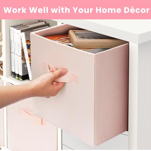 Criusia Storage Cubes - 13 Inch Heavy Duty Fabric Storage Bins for Shelves Closet Cube Organizer - 8 Pack Collapsible Cube Storage Bins Baskets for Clothes Blankets Toys - Nursery Organization - Image 4