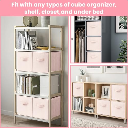 Criusia Storage Cubes - 13 Inch Heavy Duty Fabric Storage Bins for Shelves Closet Cube Organizer - 8 Pack Collapsible Cube Storage Bins Baskets for Clothes Blankets Toys - Nursery Organization - Image 5