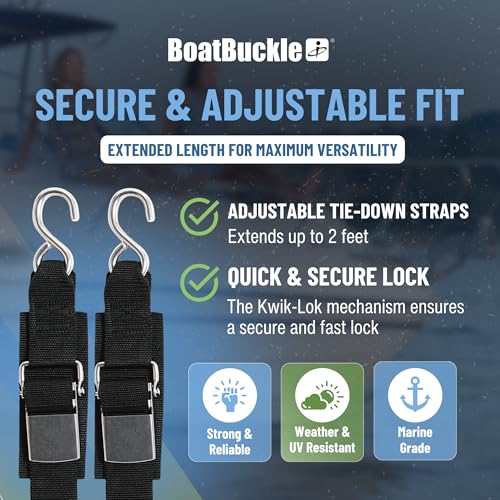 BoatBuckle Stainless Steel Kwik-Lok Transom Tie-Down, 2-Inch x 2-Feet - Image 2