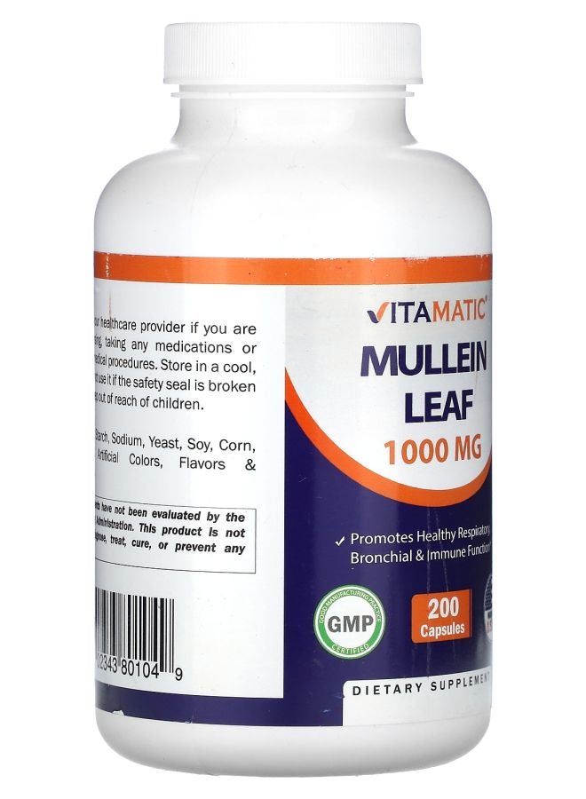 Vitamatic Mullein Leaf 200 Capsules (333 mg per Capsule) - Image 2