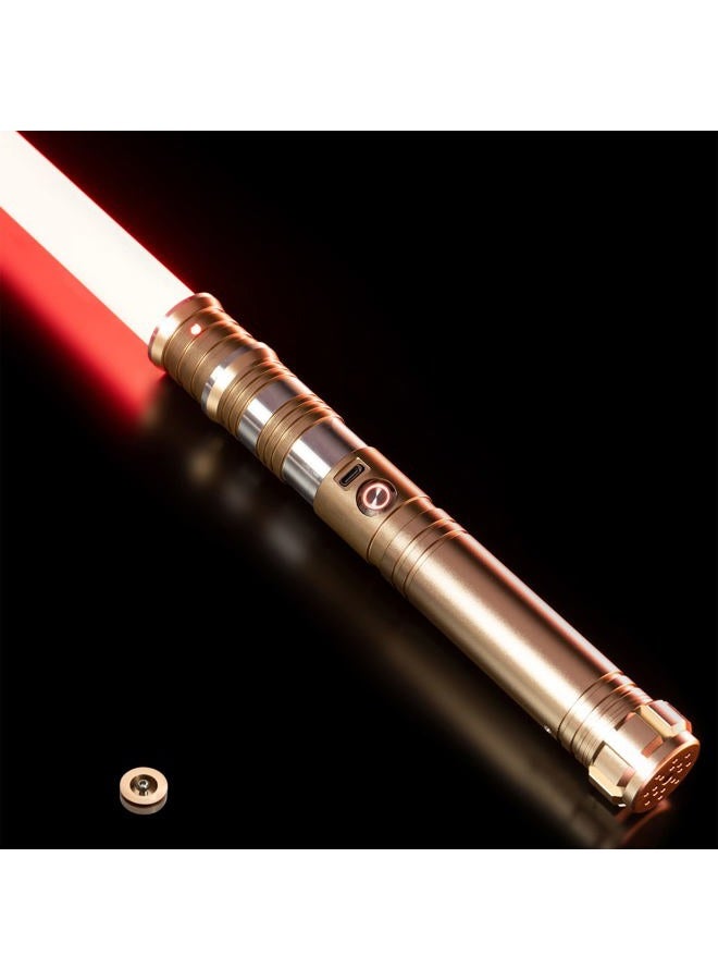 CUSTOM SABER RGB Light Saber 12 Colors Changing,4 Sound Fonts/Metal Hilt, Support Heavy Dueling, Volume Adjustable Light Saber for Adults with Convertec Wheel Toy Tool -Gold - Image 1
