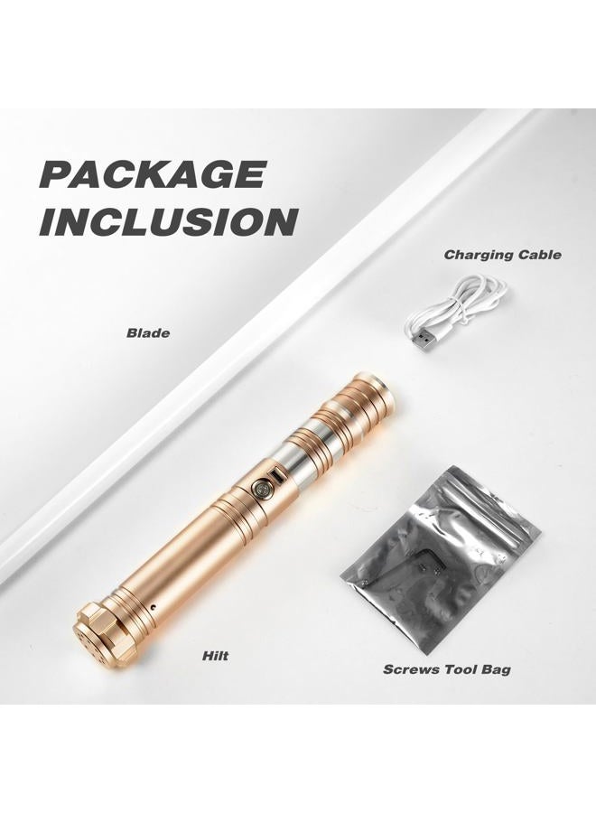 CUSTOM SABER RGB Light Saber 12 Colors Changing,4 Sound Fonts/Metal Hilt, Support Heavy Dueling, Volume Adjustable Light Saber for Adults with Convertec Wheel Toy Tool -Gold - Image 4