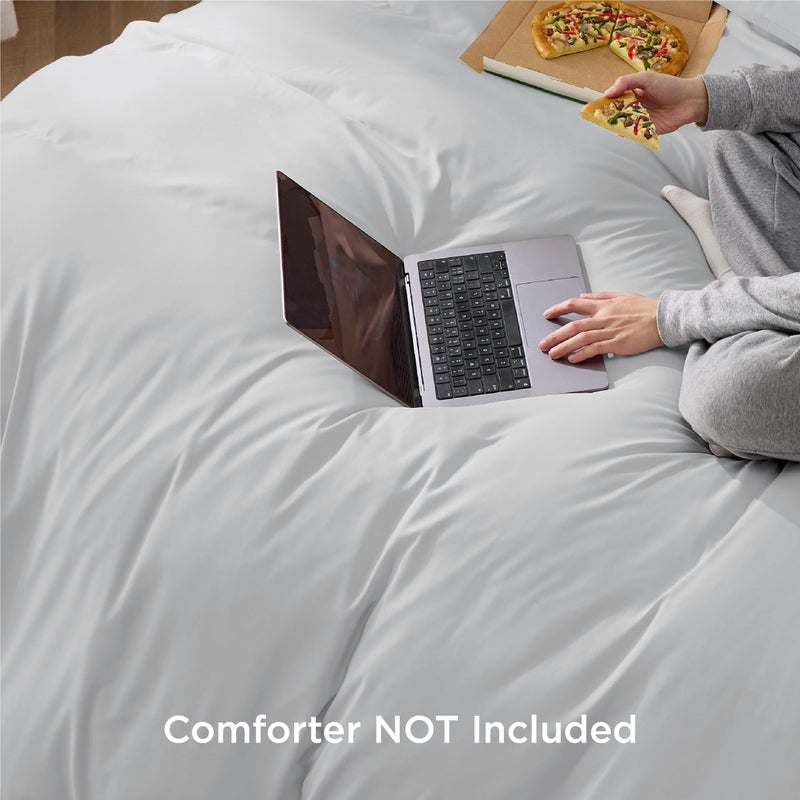 Bedsure Duvet Cover King Size - Soft Double Brushed Bedding Set for Kids & Adults, Zipper Closure, 3 Pieces, Includes 1 Duvet Cover (104"x90") & 2 Pillow Shams, NO Comforter, Silver Grey - Image 2