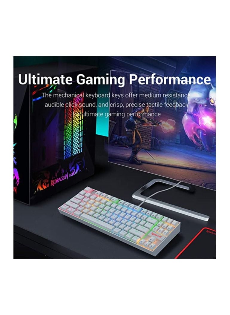 REDRAGON - Redragon K512 SHIVA RGB Membrane Gaming Keyboard - White - Image 1