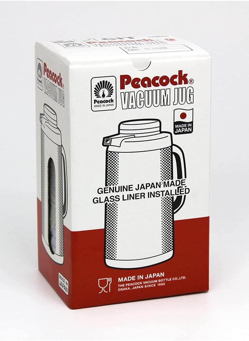 Peacock - Vacuum Flask Tea Coffee Glass Liner Thermos Japan with Button 138 Blue 1.0Ltr - Image 1
