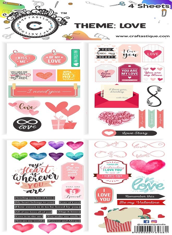 Craftastique Scrapbooking Love Elements & Tags Sheets (4 Sheets,Multicolour) - Image 1