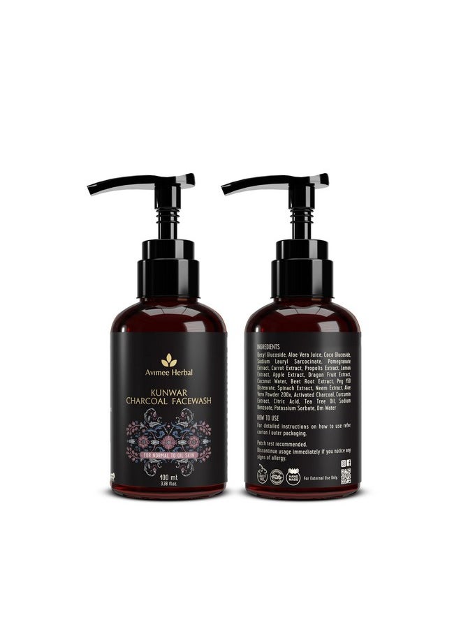 AVIMEE HERBAL - Kunwar Charcoal Facewash | For Oil & Dust Free Skin That Glows From Within | Deep Cleaning With Activated Charcoal & Neem Extracts | 100 Ml - Image 1