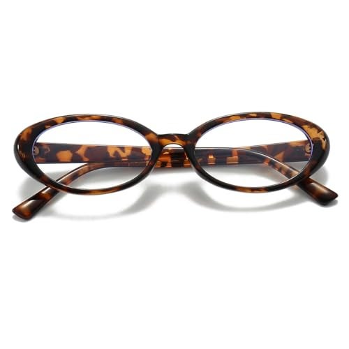 JOVAKIT Oval Blue Light Blocking Glasses for Women Men Vintage Fashion Small 90s Retro Oval Frame Style Eyeglasses (Tortoise) - Image 3