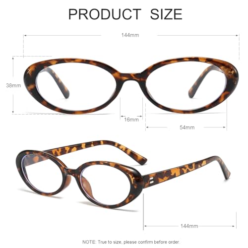 JOVAKIT Oval Blue Light Blocking Glasses for Women Men Vintage Fashion Small 90s Retro Oval Frame Style Eyeglasses (Tortoise) - Image 5