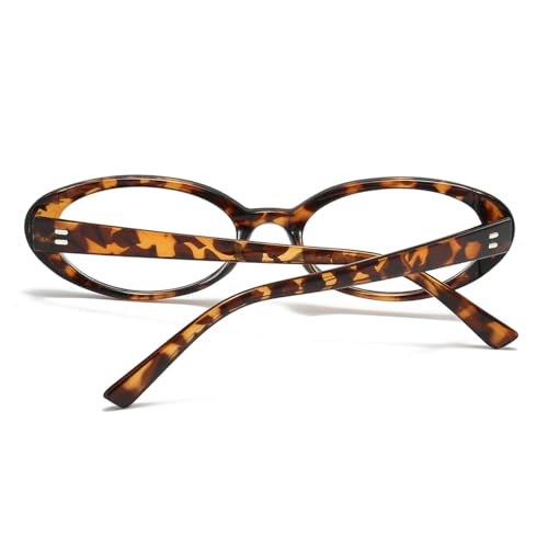 JOVAKIT Oval Blue Light Blocking Glasses for Women Men Vintage Fashion Small 90s Retro Oval Frame Style Eyeglasses (Tortoise) - Image 4