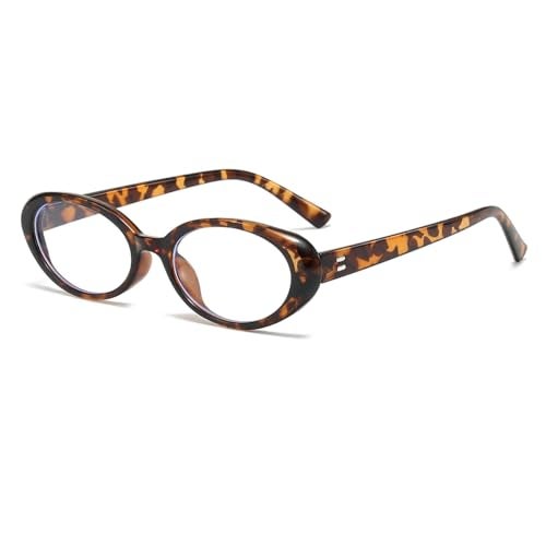 JOVAKIT Oval Blue Light Blocking Glasses for Women Men Vintage Fashion Small 90s Retro Oval Frame Style Eyeglasses (Tortoise) - Image 1