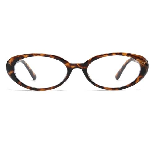 JOVAKIT Oval Blue Light Blocking Glasses for Women Men Vintage Fashion Small 90s Retro Oval Frame Style Eyeglasses (Tortoise) - Image 2