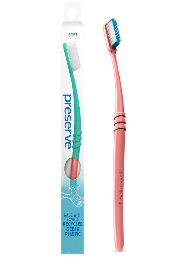 Preserve Ocean Plastic Initiative (POPi) Adult Toothbrush, Made in USA from Recycled Ocean Plastic, Coral, Soft, 1 Count - Image 1
