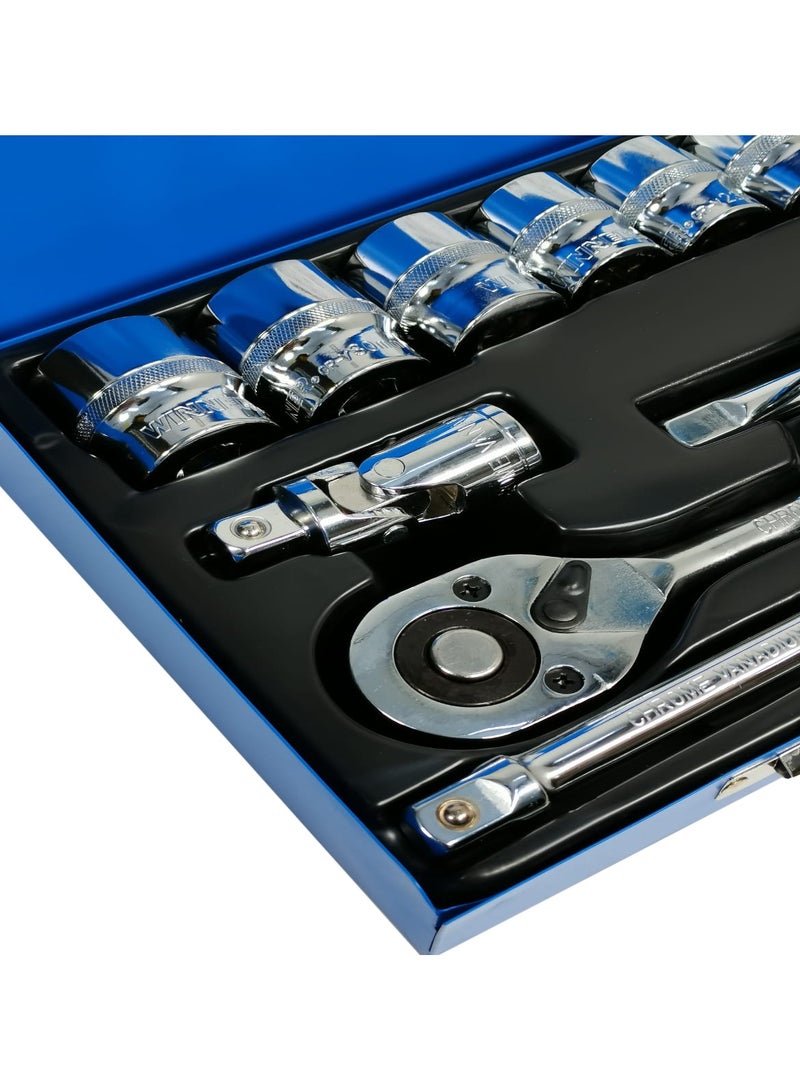 WINNER CRV24 Chrome Vanadium 24 Pcs Professional Socket Wrench Set with Ratchet - Precision Repair Tools for Every Handyman