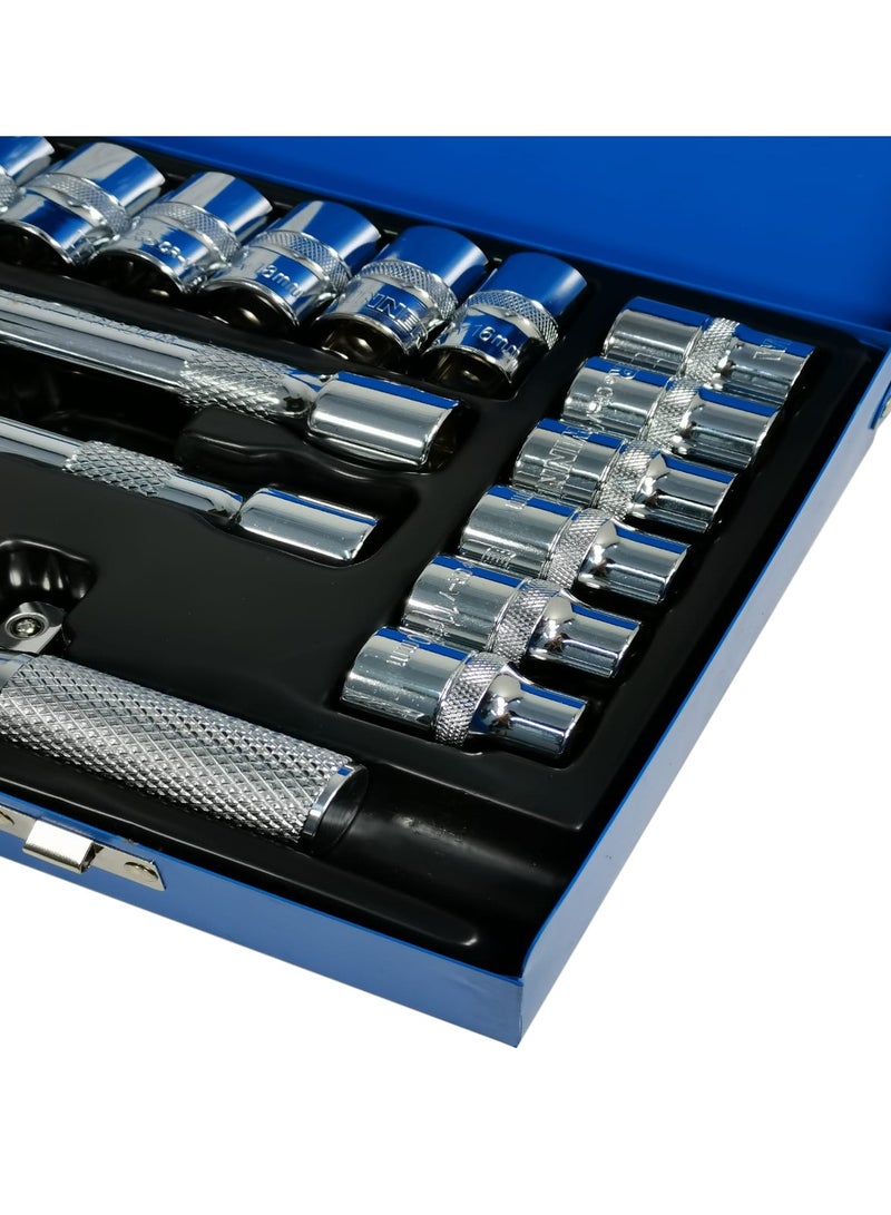 WINNER CRV24 Chrome Vanadium 24 Pcs Professional Socket Wrench Set with Ratchet - Precision Repair Tools for Every Handyman